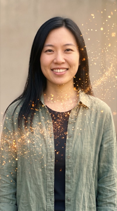 AI golden dissolve effect: AI-generated sample scene with fictional characters