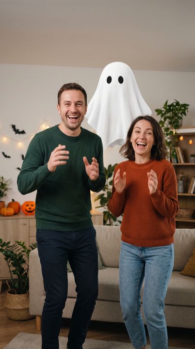 AI ghost prank video: AI-generated sample scene with fictional characters