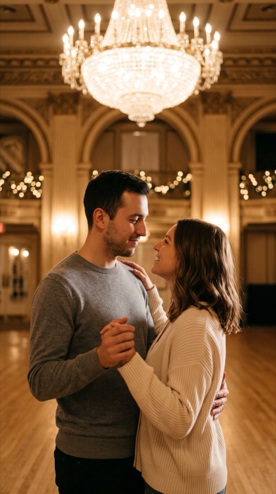 AI slow dance video: AI-generated sample scene with fictional characters